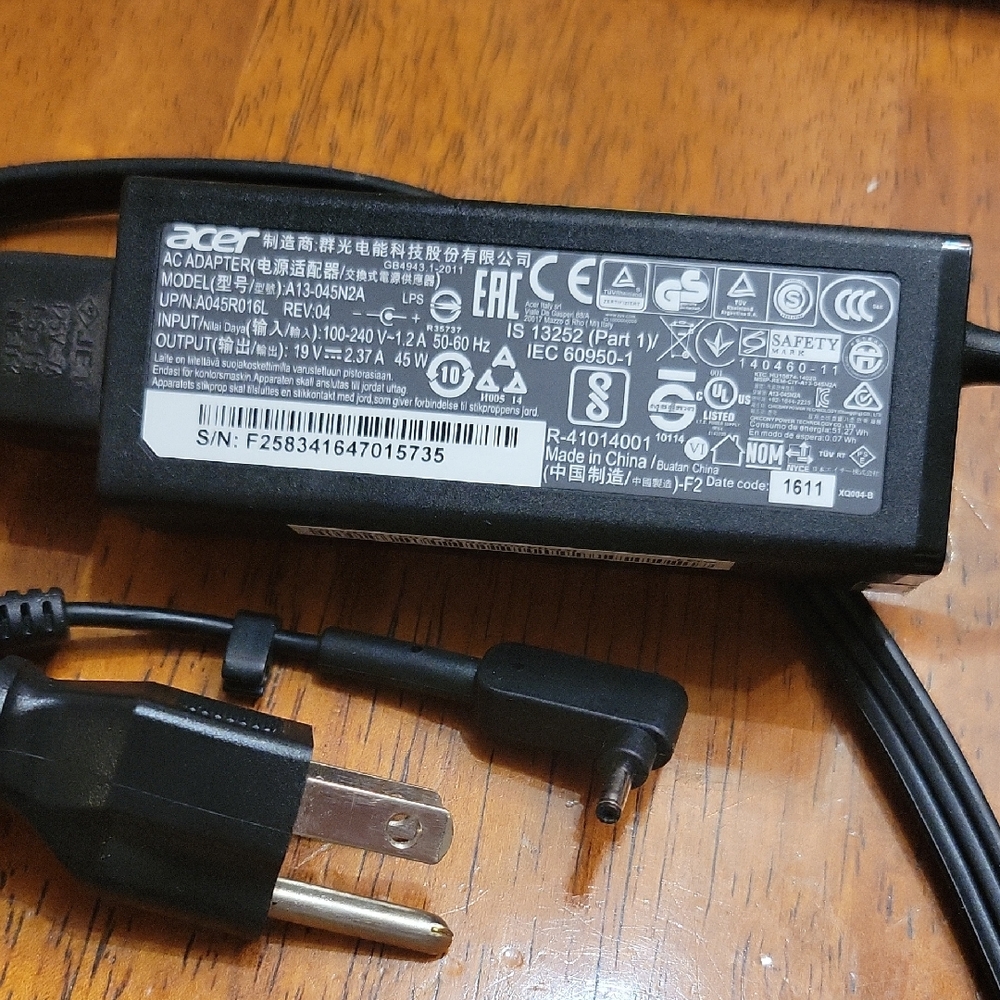 Genuine Acer Za13-045N2A Power Adapter Cord